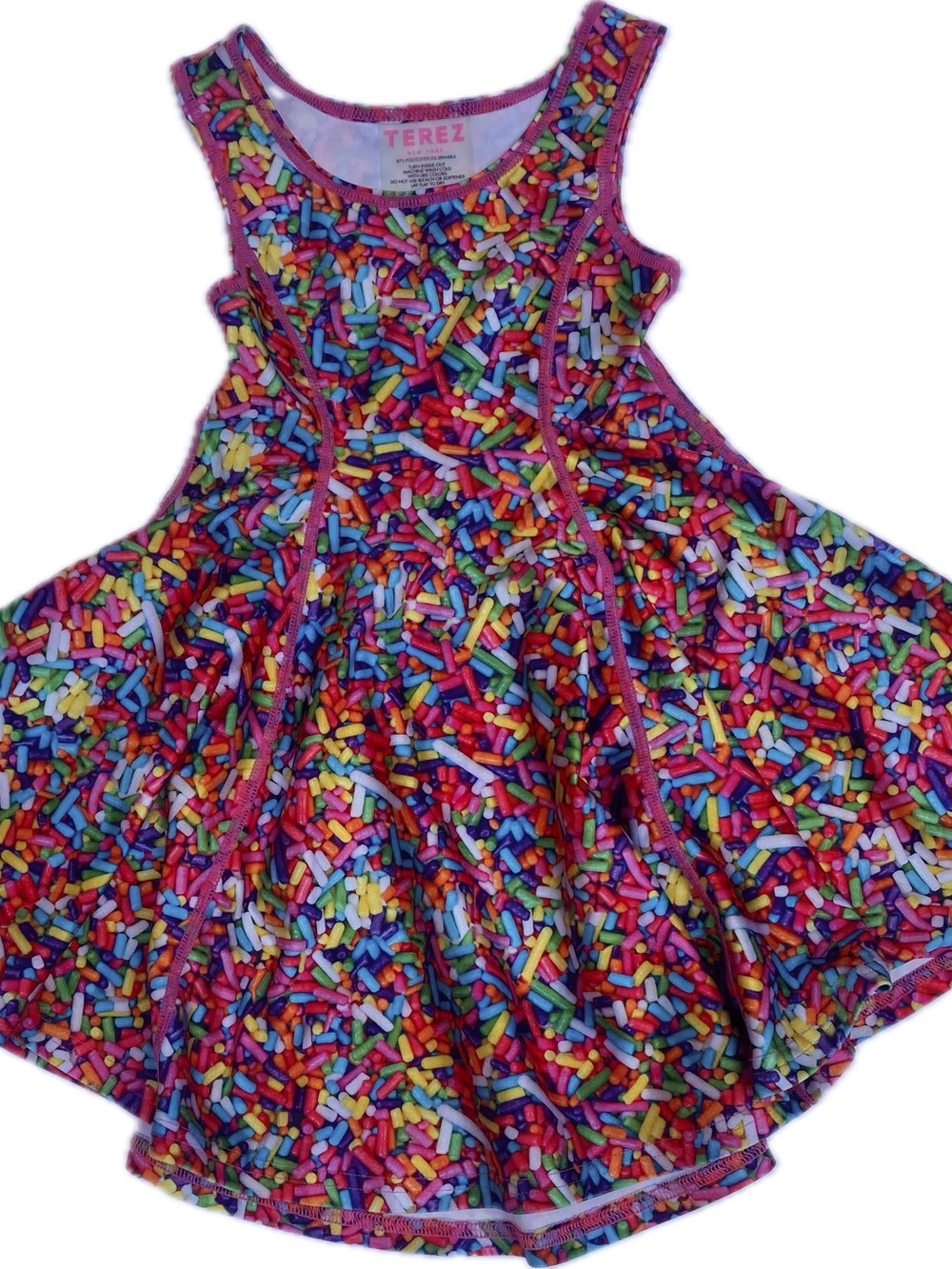Terez Sprinkle Print Twirl Dress - Pink Trim